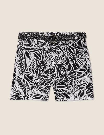Short droit ceinturé noir femme