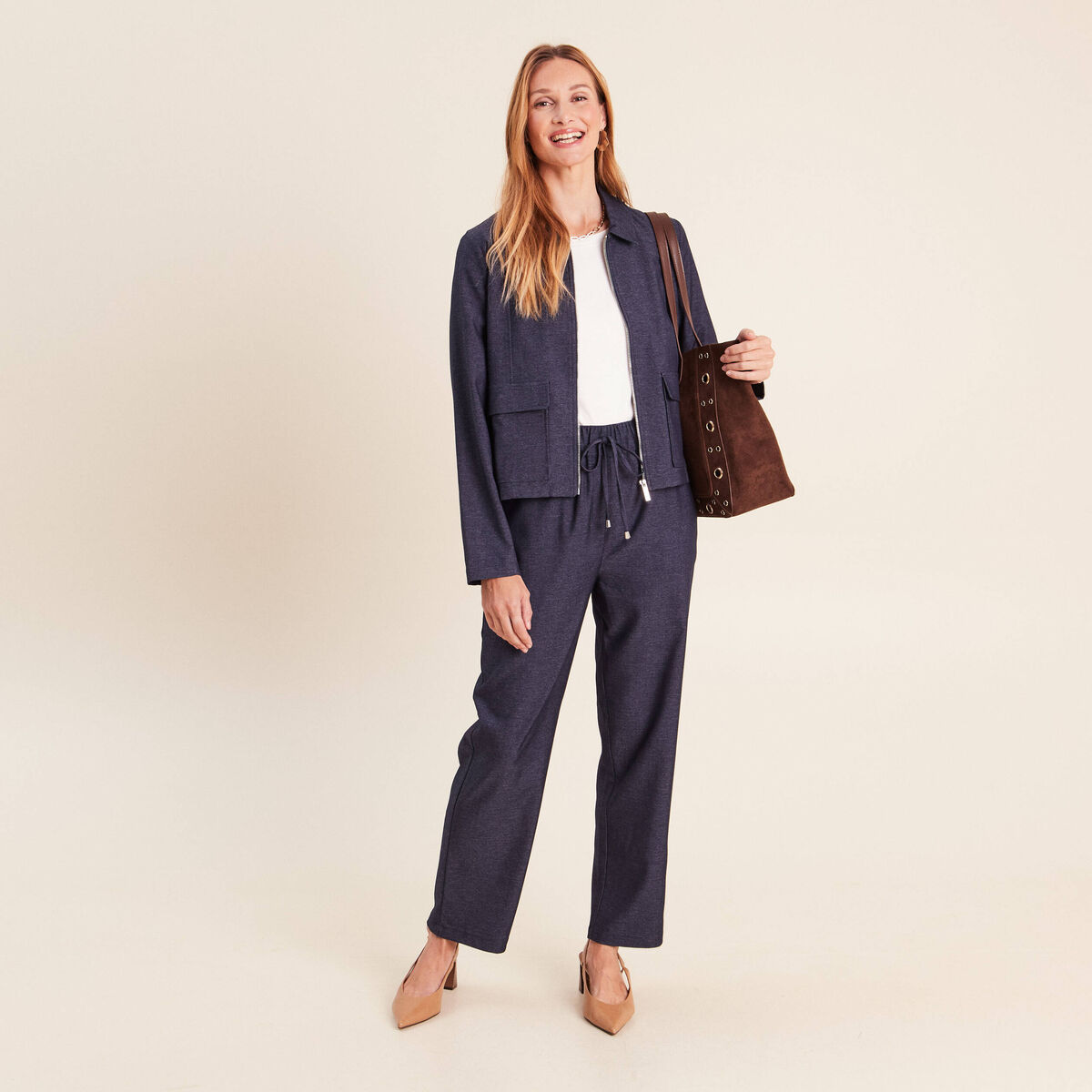 Jean boyfriend 7/8&egrave;me fluide denim brut femme