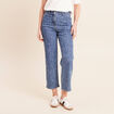 Jean droit 7/8&egrave;me taille bascul&eacute;e denim stone femme