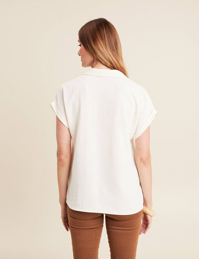 Blouse manches courtes ecru femme