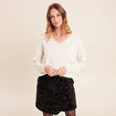 Pull en cachemire col v ecru femme