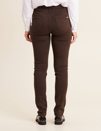 Jean magique ajusté taille standard marron foncé femme