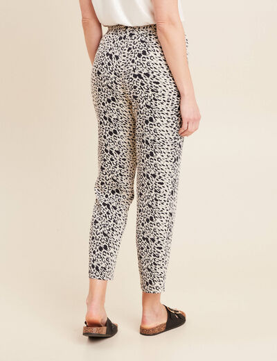 Pantalon flou taille haute ivoire femme