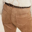 Pantalon droit suédine 7/8ème marron femme