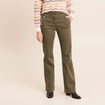 Pantalon coupe bootcut &agrave; pont vert kaki femme