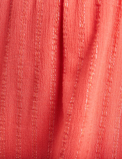 Robe droite fluide smockée orange clair femme