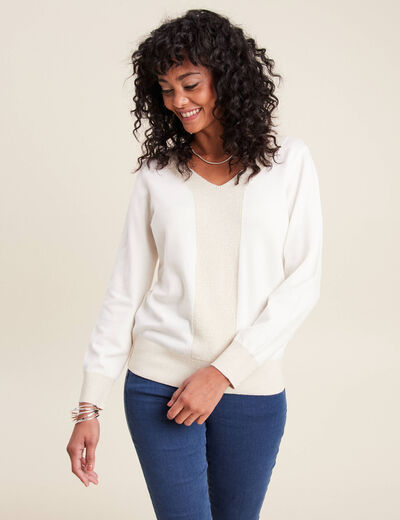 Pull manches longues ecru femme