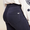 Pantalon léger taille haute long bleu marine femme