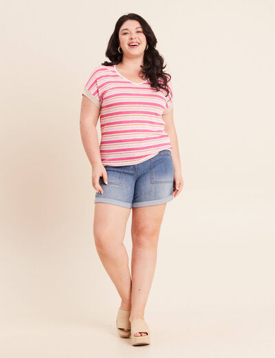 T-shirt manches courtes rose femme