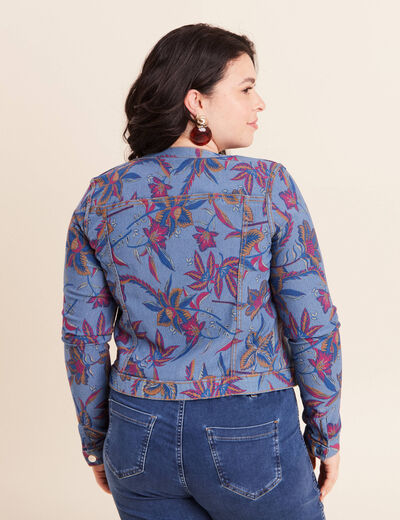Veste r&eacute;versible cintr&eacute;e en jean bleu femme