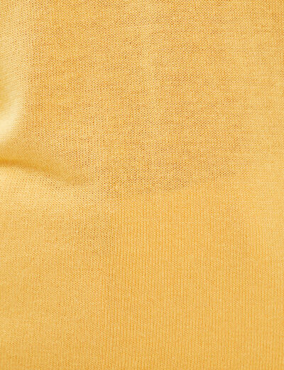 Pull manches courtes jaune moutarde femme