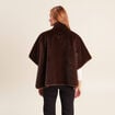Poncho cape doubl&eacute; marron fonc&eacute; femme