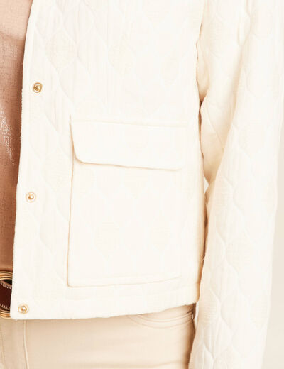 Blouson matelassé boutonné ecru femme