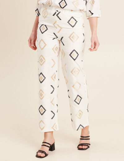 Pantacourt droit blanc femme