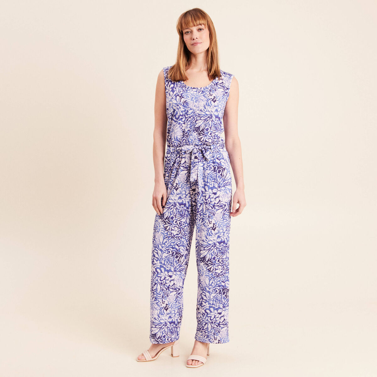 Combinaison pantalon droite bleu femme