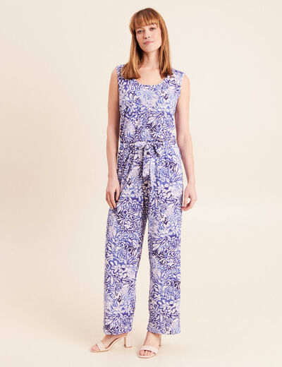 Combinaison pantalon droite bleu femme