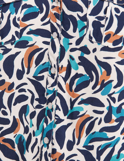 Chemise manches longues bleu canard femme