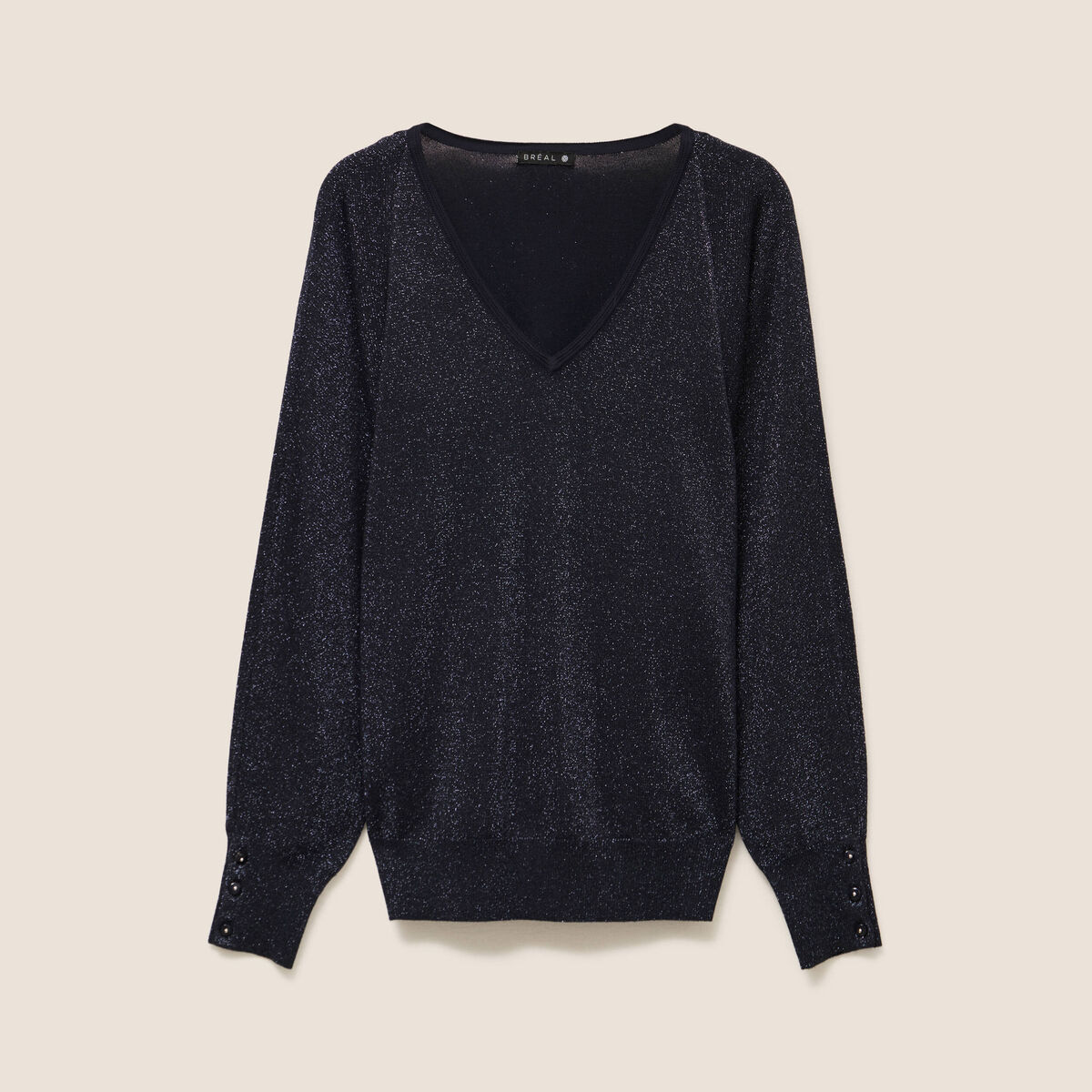 Pull manches longues bleu fonc&eacute; femme