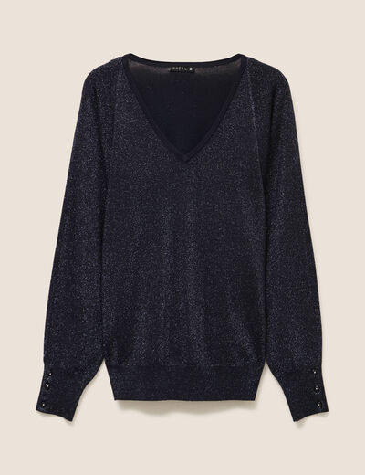 Pull manches longues bleu fonc&eacute; femme