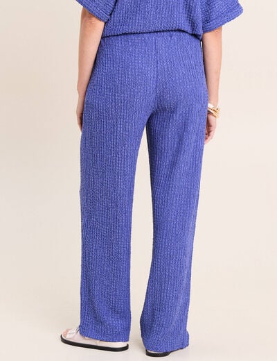 Pantalon large taille haute bleu roi femme