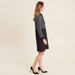Robe droite buste tweed noir femme