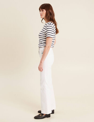 Pantalon bootcut à pont blanc femme