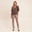 T-shirt &agrave; sequins manches coudes marron fonc&eacute; femme