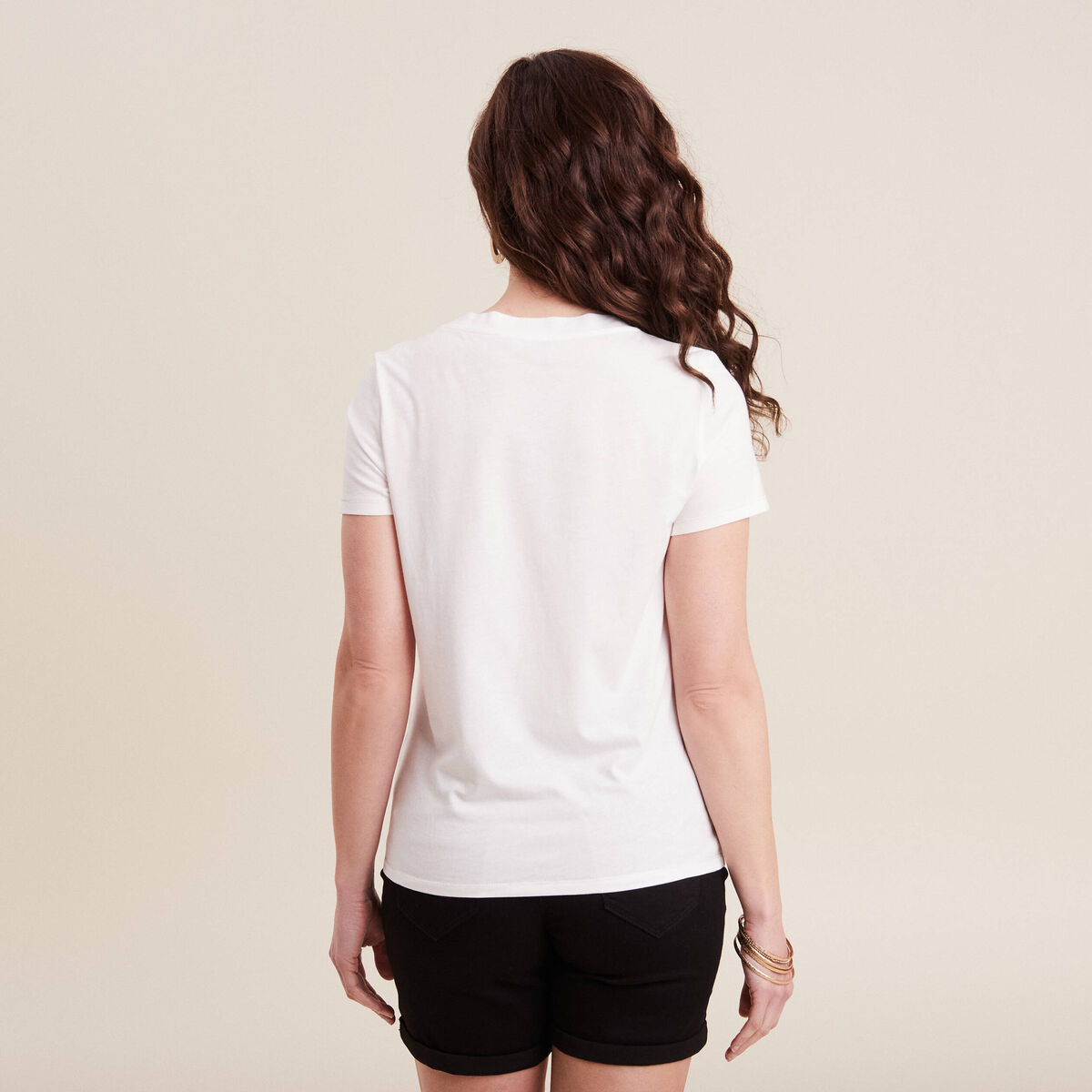 T-shirt manches courtes ecru femme