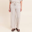 Pantalon large taille haute blanc femme