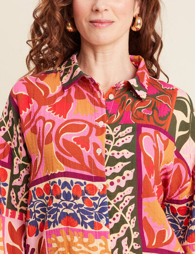 Chemise manches longues rose clair femme