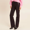 Pantalon coupe bootcut &agrave; pont marron fonc&eacute; femme
