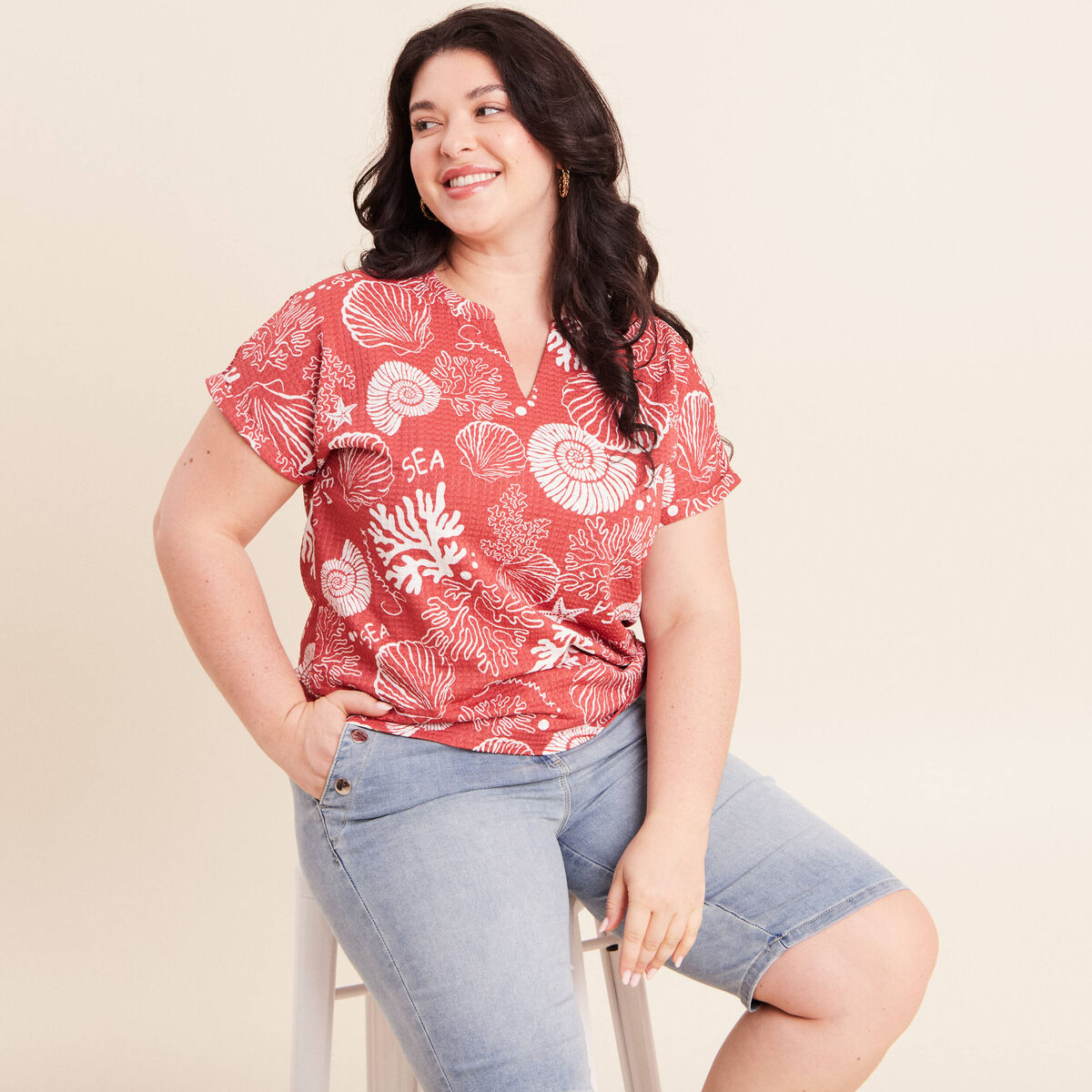 T-shirt manches courtes orange femme