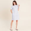 Robe droite courte col montant bleu femme