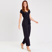 Combinaison pantalon ceinturée noir femme