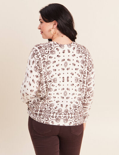 Pull col rond marron femme