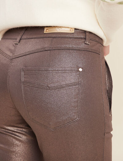 Pantalon ajusté enduit 7/8ème sable femme