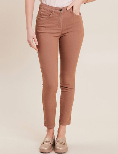 Pantalon léger taille standard 7/8ème marron femme
