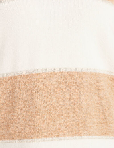 Pull manches longues col en V sable femme