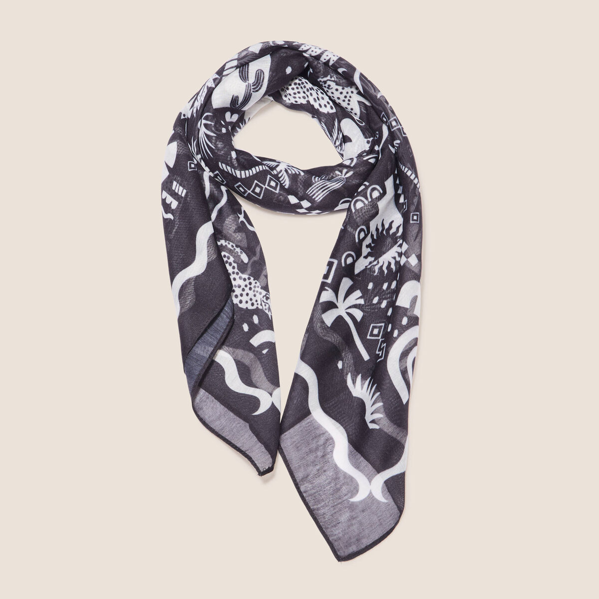 Foulard carré noir femme