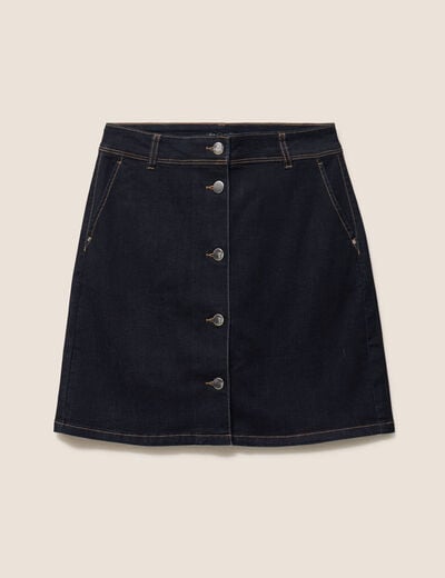 Jupe courte trap&egrave;ze en jean denim brut femme