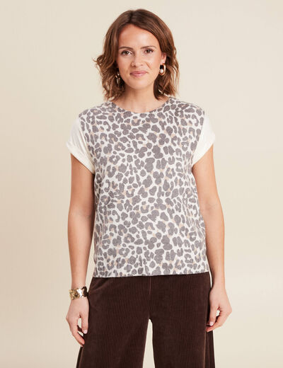 Pull sans manches ecru femme