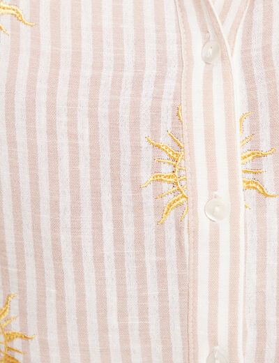 Chemise droite courte manches courtes rose femme