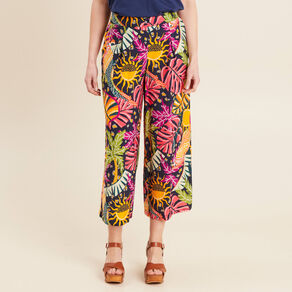 Pantalon flou large 7/8ème multicolore femme
