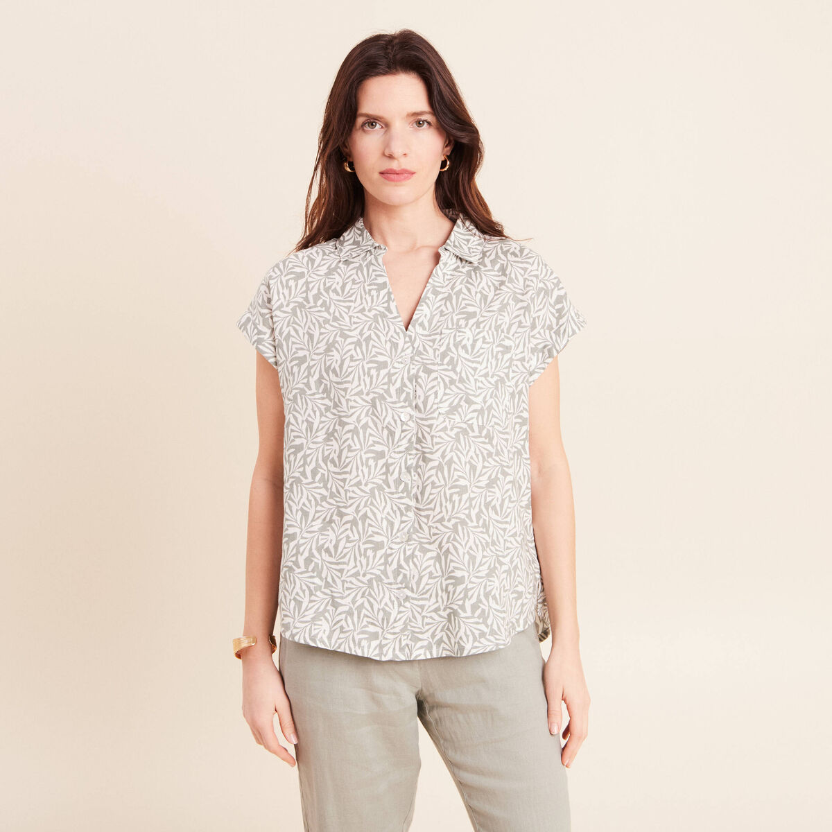 Chemise sans manches vert kaki femme