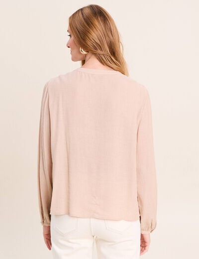 Chemise ample courte avec broderie sable femme