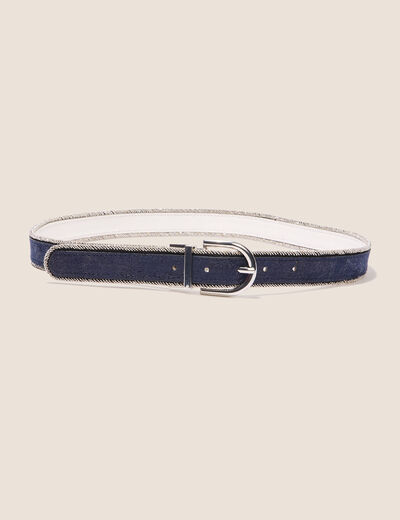 Ceinture réversible à perles ecru femme