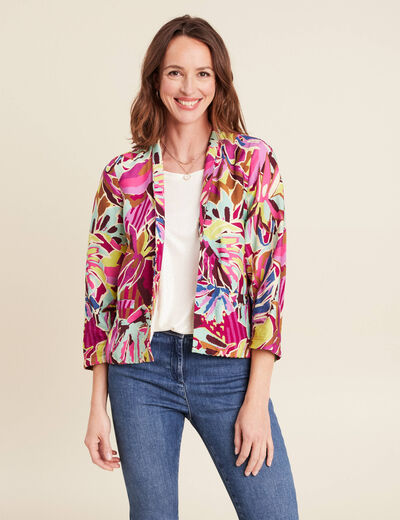 veste courte bas resserré doublée mauve femme