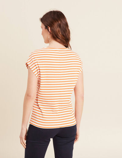 T-shirt manches courtes orange abricot femme