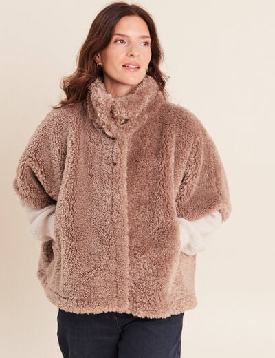 Poncho taupe femme