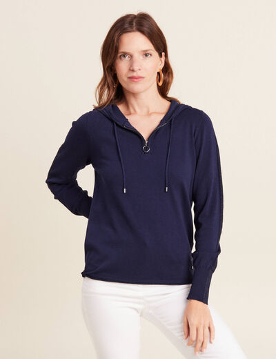Pull manches longues bleu marine femme